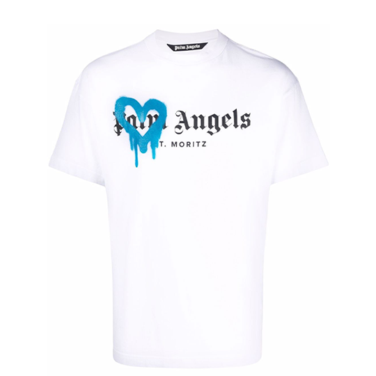 Palm Angels Blue Spray Tshirt - White
